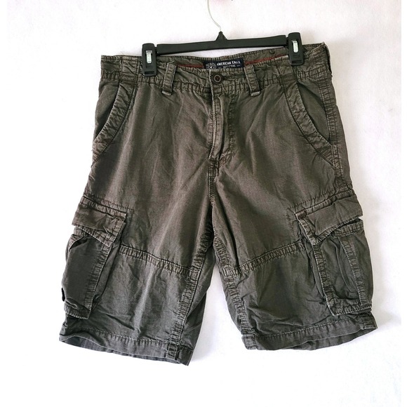 American Eagle Outfitters Other - American Eagle Men 32 Cargo Shorts Y2K Khaki Green Utility Longer Length Ripstop